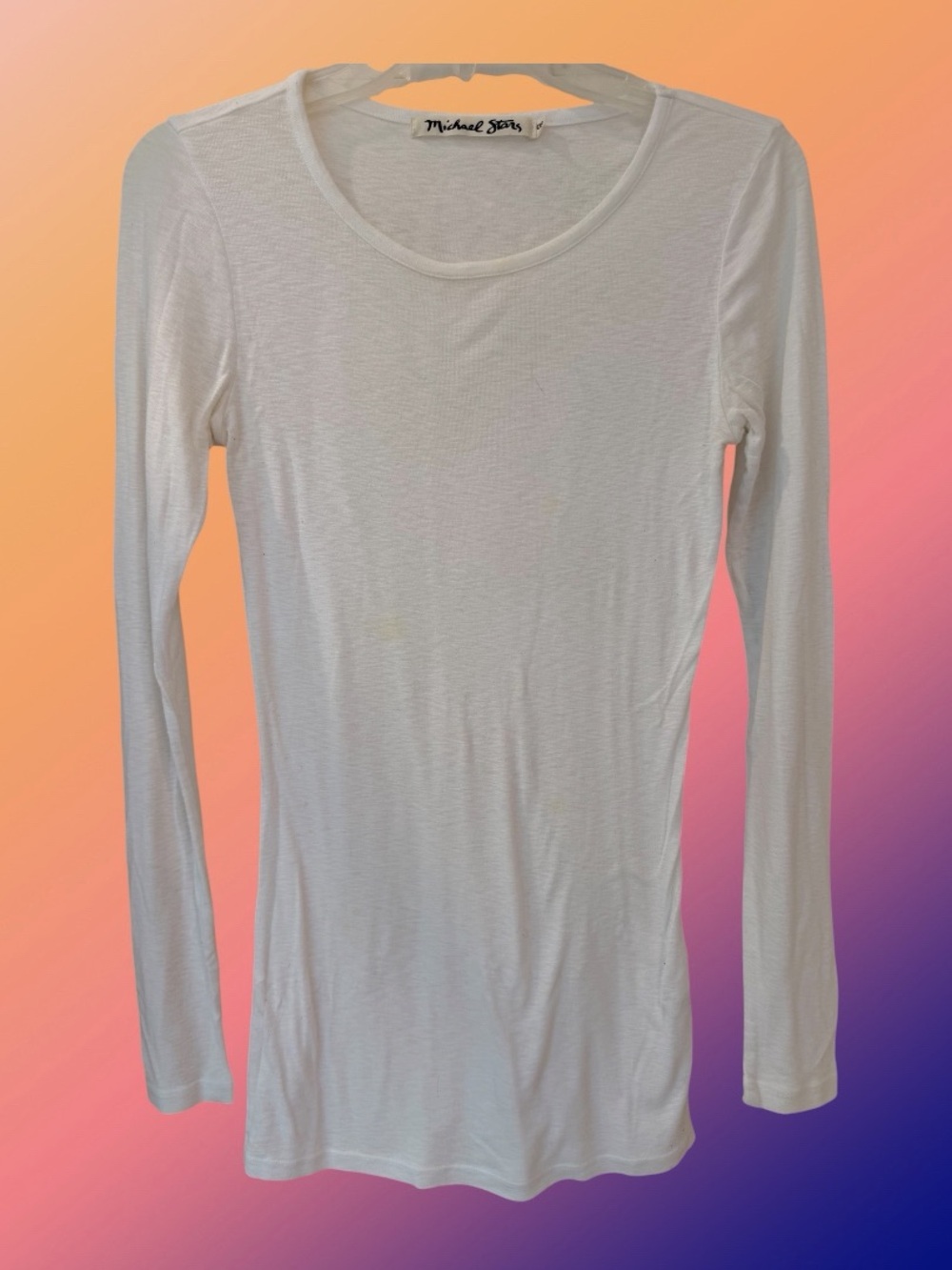 Michael Stars - Long Sleeve White Crew Neck Tee, Size: One Size Fits Most - Picture 2 of 9